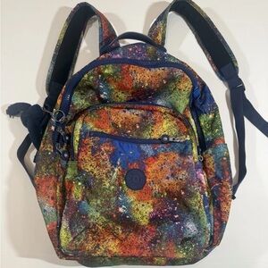 Kipling Seoul Go Large Backpack Wavepool Splash Multi Color